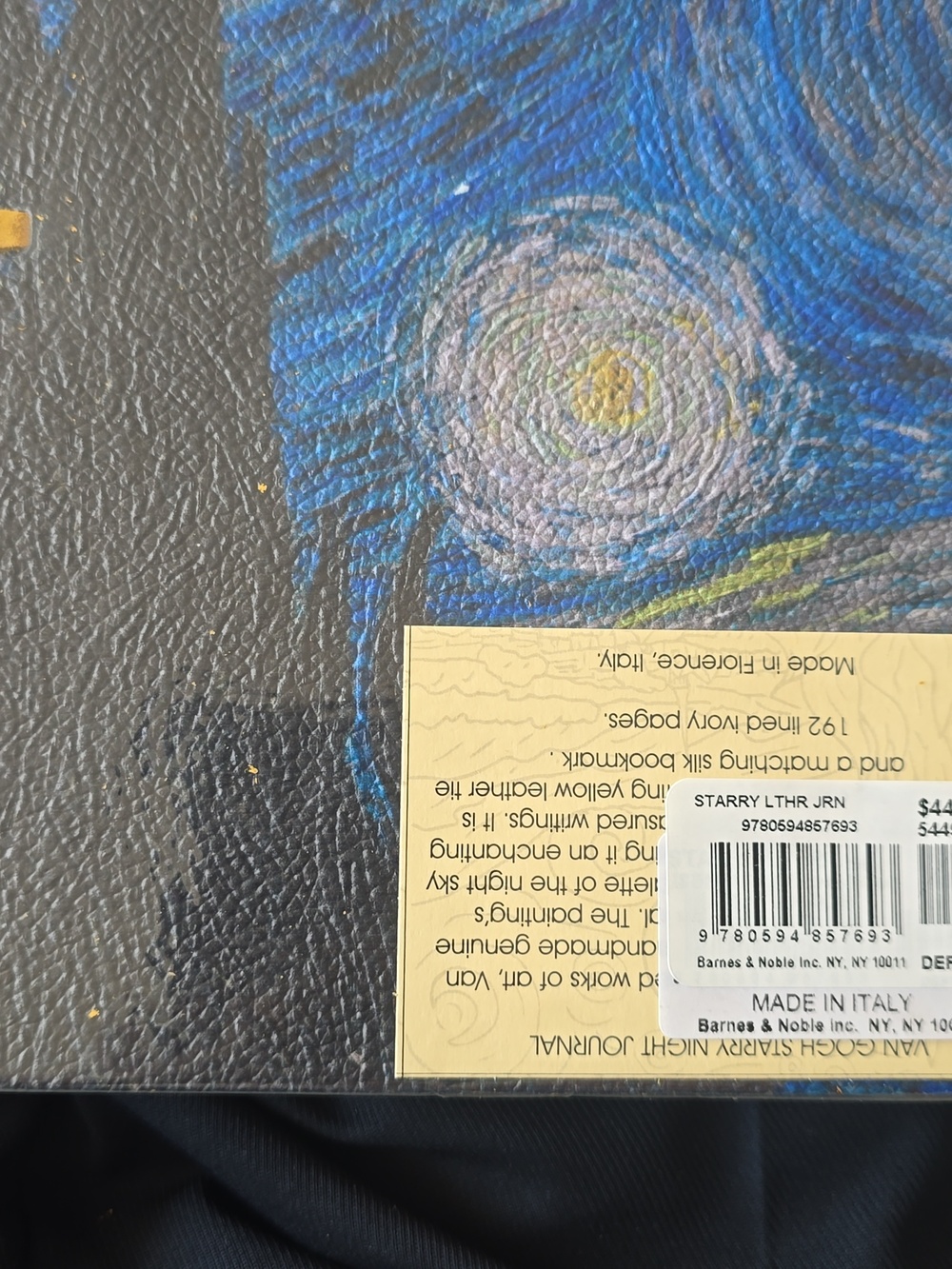 NEW!!!  Italian Leather Journal Van Gogh "Starry Night" Lined Notebook - Picture 10 of 10